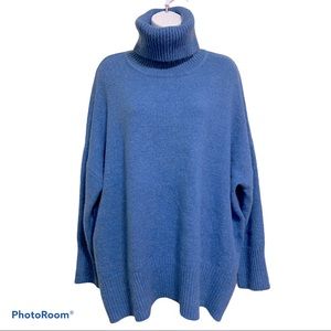 William Rast Blue Oversized Turtleneck Sweater